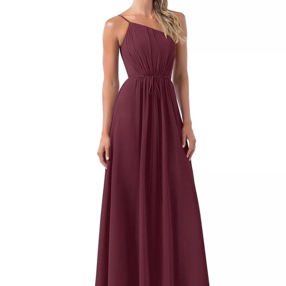 Azazie Bridesmaid Cabernet A-Line Cold Shoulder dress Plus Size 20w. - Picture 8 of 8